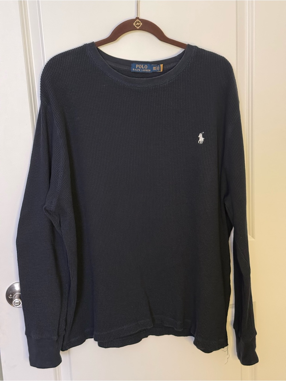 Polo Ralph Lauren Men’s 2XB Big & Tall Navy Waffle Knit Thermal Shirt 100 Cotton
